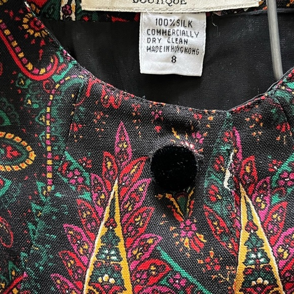 Exquisite 💯 Silk Vintage Hanae Mori Peplum Midi Dress - Picture 10 of 12